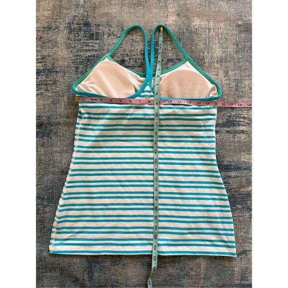 Lululemon Power Y Twin Stripe Spry Blue White Athletic Tank Top Size 10 - Picture 3 of 6